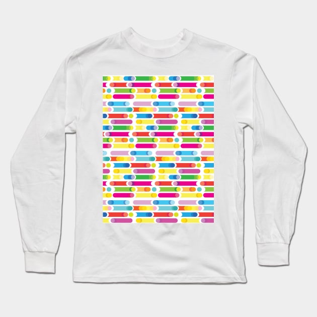 Abstract Colorful Horisontal Lines Dynamic Geometric Pattern Summer Colors Collection. Pop Art / Contemporary Art / Home Decor / Gifts / Long Sleeve T-Shirt by sofiartmedia